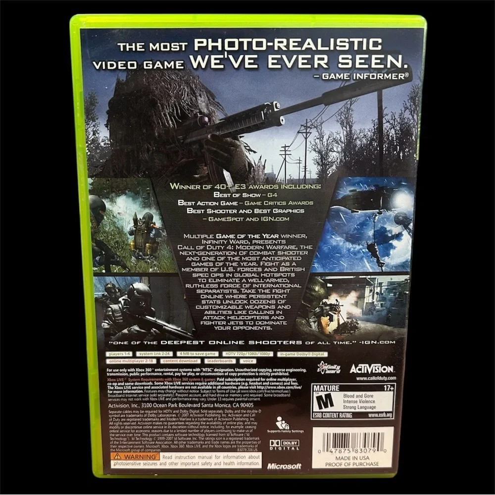 Call of Duty 4 Modern Warfare Xbox 360 COMPLETE CIB Poster Tested
